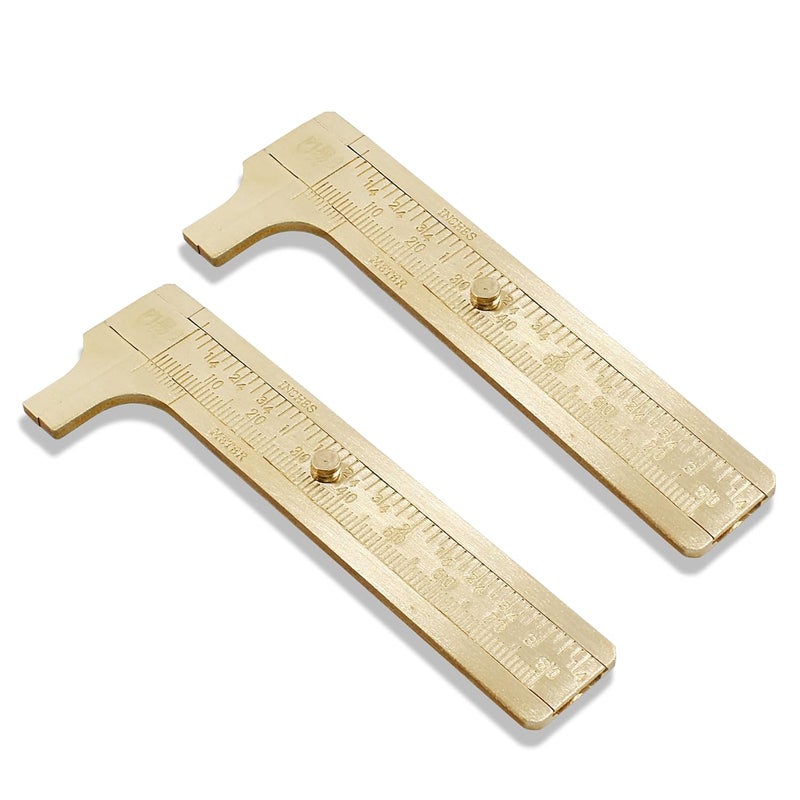 Rierdge Mini Double Scales Pocket Caliper, 80mm Brass Vernier Caliper for Measuring Jewelry Components, 2 Pack - Image 1